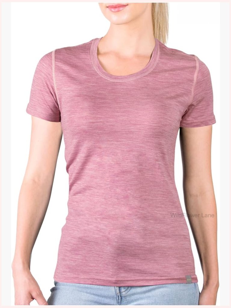 Women's Merino Wool Short Sleeve T Shirt Lightweight Base Layer Tee